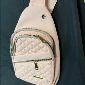 Quilted Crossbody Sling Bag in Light Pink
